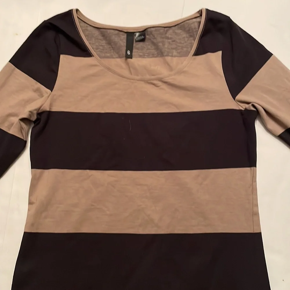 DIVIDED (by H&M) stripes dress or tunic, size 6. Colors tan and black. Stretchy - Picture 10 of 15